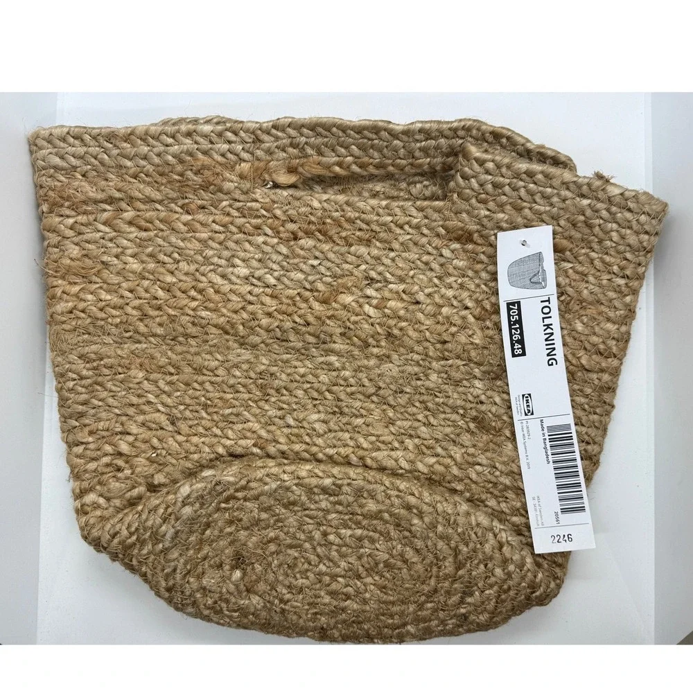 IKEA TOLKNING Jute Basket Natural Braided Storage Tote 705.126.48 New